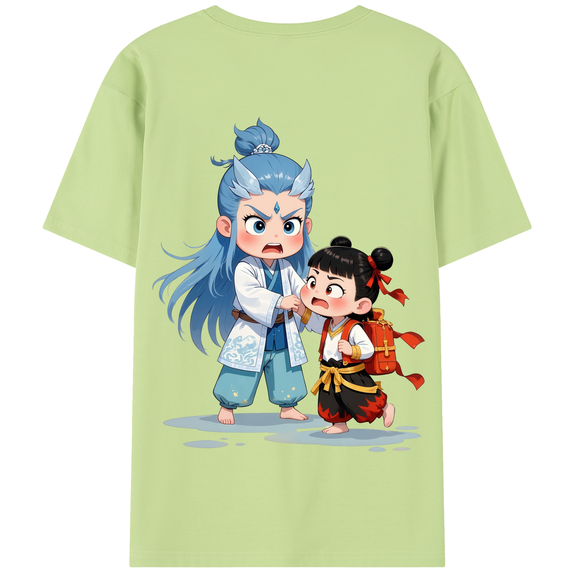 （画像用） Ne Zha 2 ナタ 魔童の大暴れ 綿100％半袖Tシャツ（背面プリント）